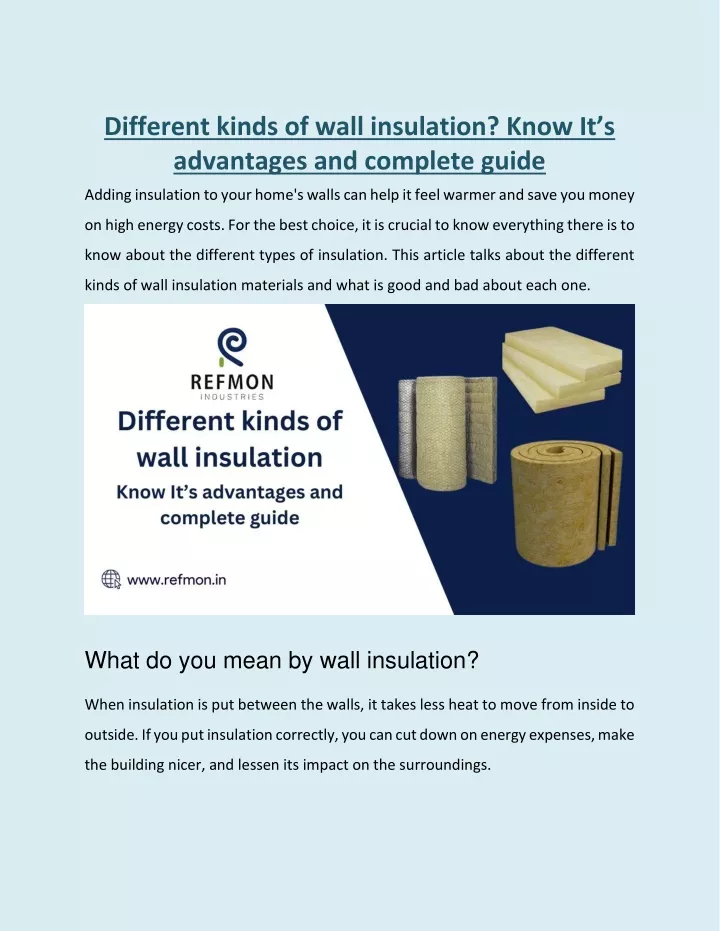 different kinds of wall insulation know