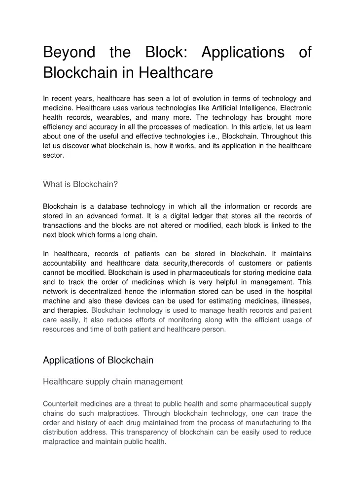 beyond the block applications of blockchain