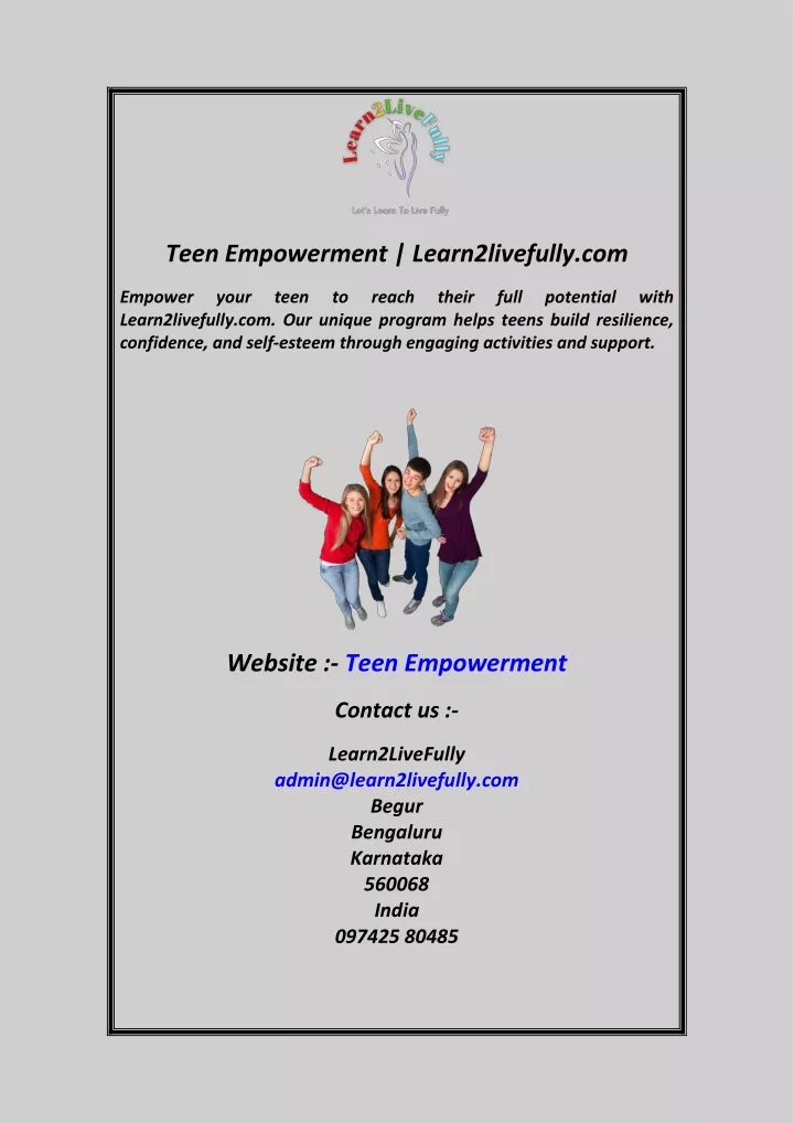 teen empowerment learn2livefully com