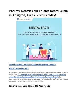 Parkrow Dental_ Your Trusted Dental Clinic in Arlington, Texas