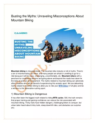 Busting the Myths: Unraveling Misconceptions About Mountain Biking