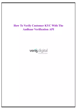 How To Verify Customer KYC With The Aadhaar Verification API