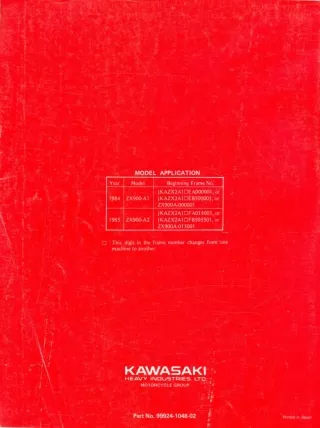 1986 Kawasaki ZX900-A3 Service Repair Manual