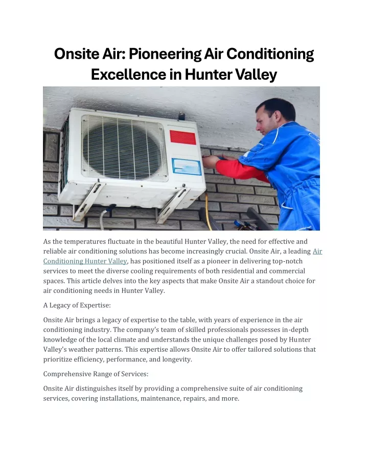 onsite air pioneering air conditioning excellence