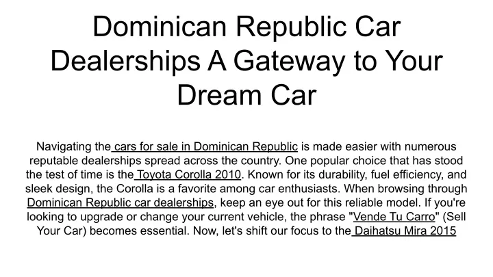 dominican republic car dealerships a gateway