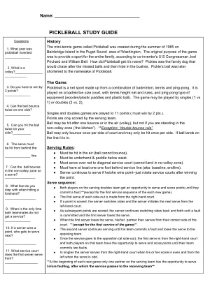 Pickleball Study Guide