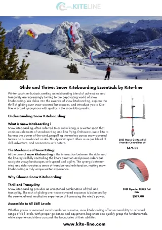 Glide and Thrive Snow Kiteboarding Essentials by Kite-line