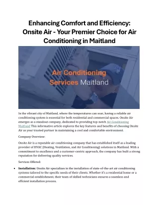 enhancing comfort and efficiency onsite air your