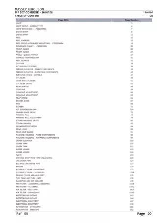 Massey Ferguson MF 507 COMBINE Parts Catalogue Manual