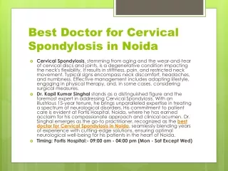Best Doctor for Cervical Spondylosis in Noida