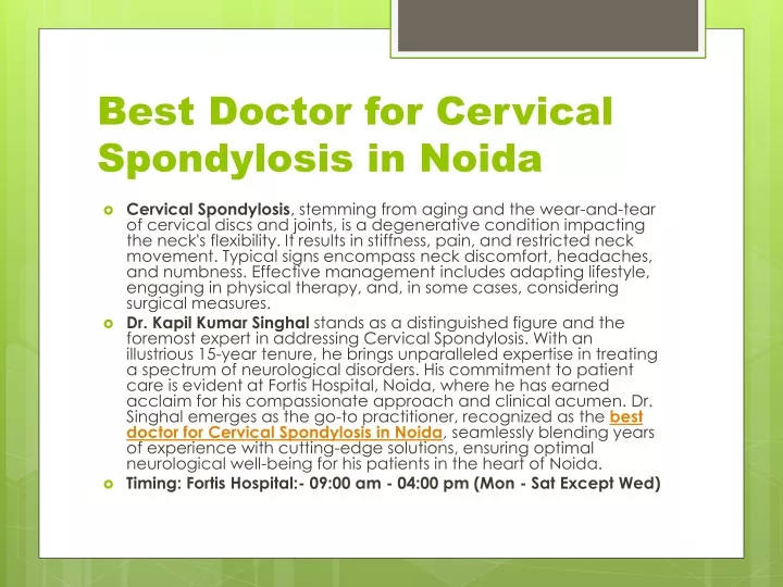 best doctor for cervical spondylosis in noida