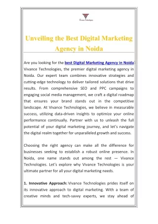 Unveiling the Best Digital Marketing Agency in Noida