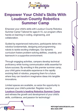 Empower Your Child’s Skills With Loudoun County Robotics Summer Camp