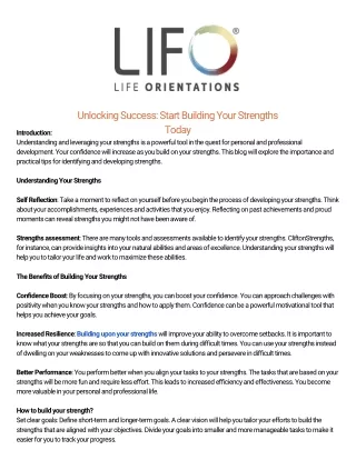 Unlocking Success: Start Building Your Strengths Today