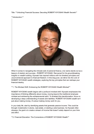 Robert Kiyosaki Wealth