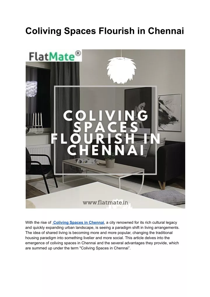 coliving spaces flourish in chennai