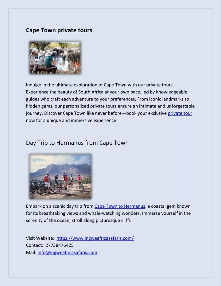 cape town private tours