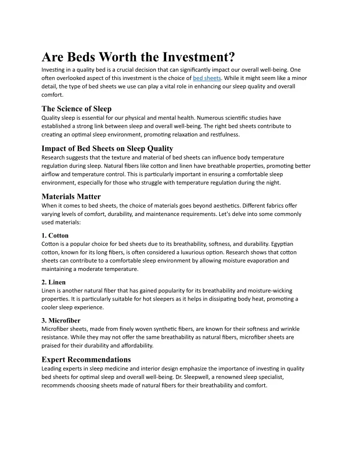 are beds worth the investment investing