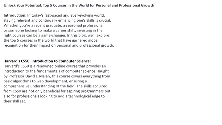 unlock your potential top 5 courses in the world