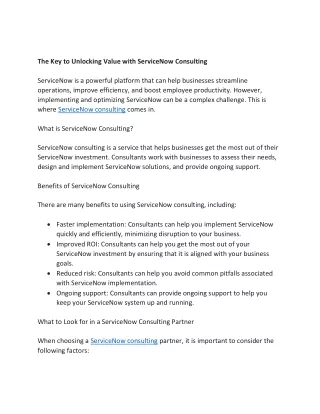 the key to unlocking value with servicenow