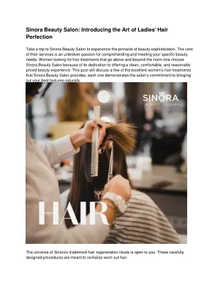 Sinora Beauty Salon: Introducing the Art of Ladies' Hair Perfection