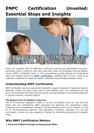 enpc essential steps and insights