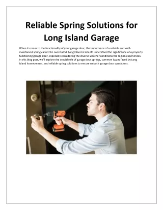 Reliable Spring Solutions for Long Island Garage