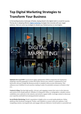 Top Digital Marketing Strategies to Transform Your Business Grav Web Solution