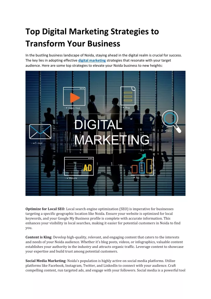 top digital marketing strategies to transform