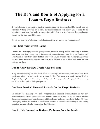 the do s and don ts of applying for a loan