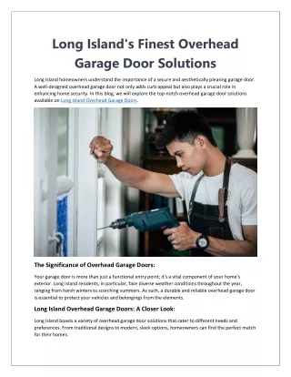Long Island's Finest Overhead Garage Door Solutions