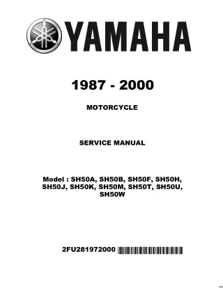 1987 Yamaha SH50 Scooter Service Repair Manual