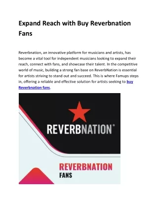 Expand Reach with Buy Reverbnation Fans