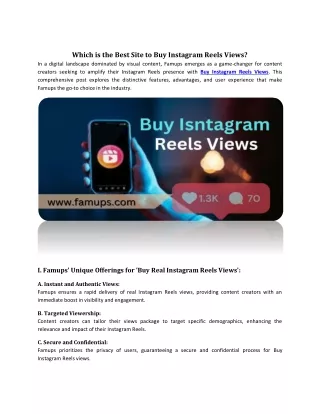 Which is the Best Site to Buy Instagram Reels Views