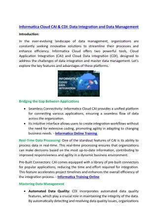 informatica cloud cai cdi data integration