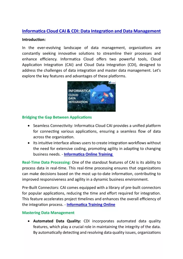 informatica cloud cai cdi data integration