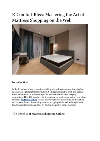E-Comfort Bliss_ Mastering the Art of Mattress Shopping on the Web