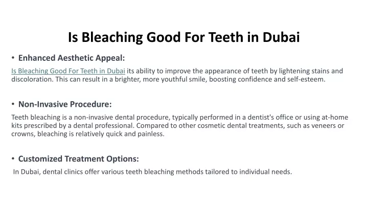 is bleaching good for teeth in dubai