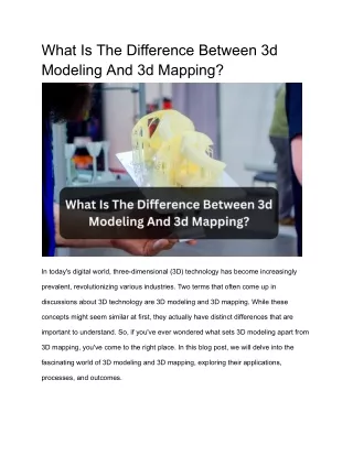 What Is The Difference Between 3d Modeling And 3d Mapping