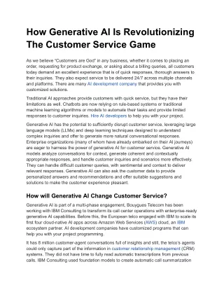 how generative ai is revolutionizing the customer