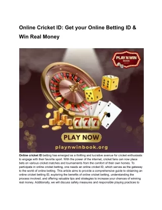 Online Cricket ID_ Get your Online Betting ID & Win Real Money