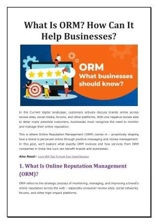 What Is ORM? How Can It Help Businesses?