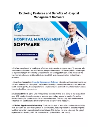 Hospital Management Software | MyCare India