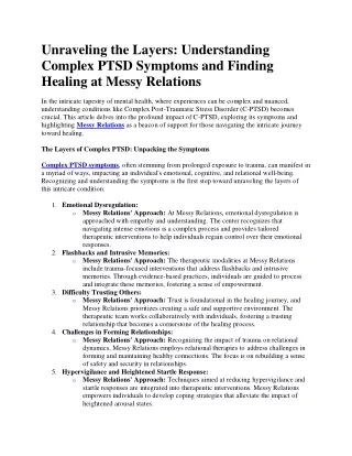 Complex PTSD symptoms - Messy relations