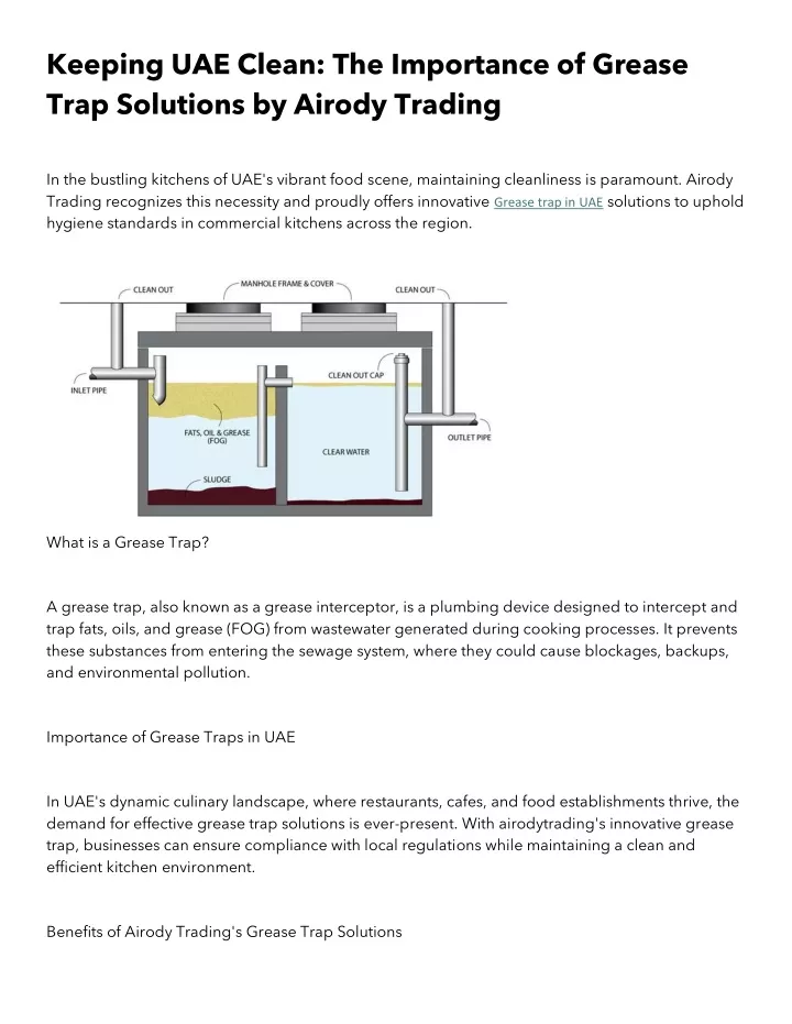 keeping uae clean the importance of grease trap