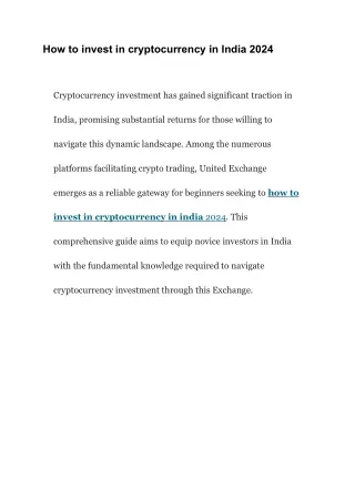 How to invest in cryptocurrency in India 2024