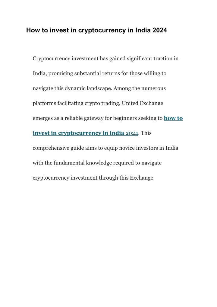 how to invest in cryptocurrency in india 2024