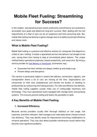 mobile fleet fueling streamlining for success