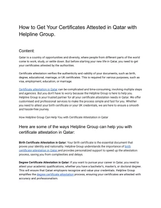 How to Get Your Certificates Attested in Qatar with Helpline Group