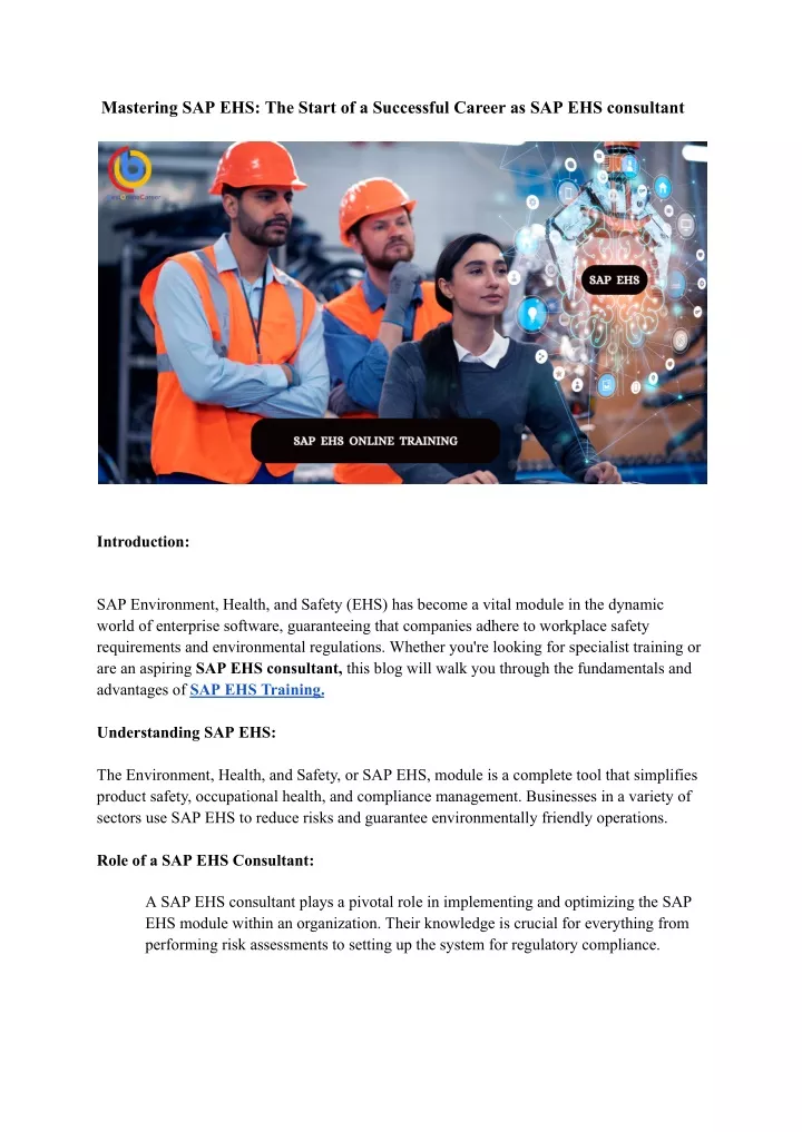 mastering sap ehs the start of a successful